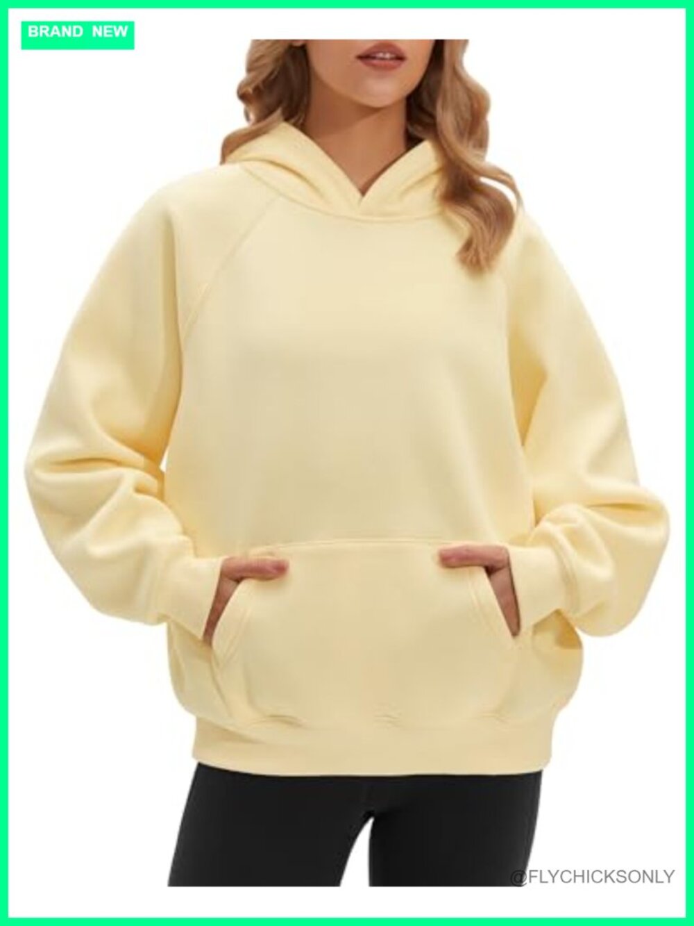 Womens Oversized Fleece Hoodie Cotton Poly Kangaroo Pocket Pullover Sweatshirt
